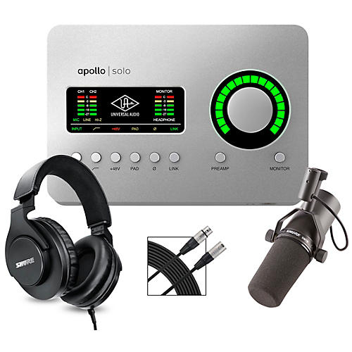 Universal Audio Apollo Solo USB Heritage Edition Interface With Shure SM7B, SRH 440 and Mic Cable - musicians--Friend
