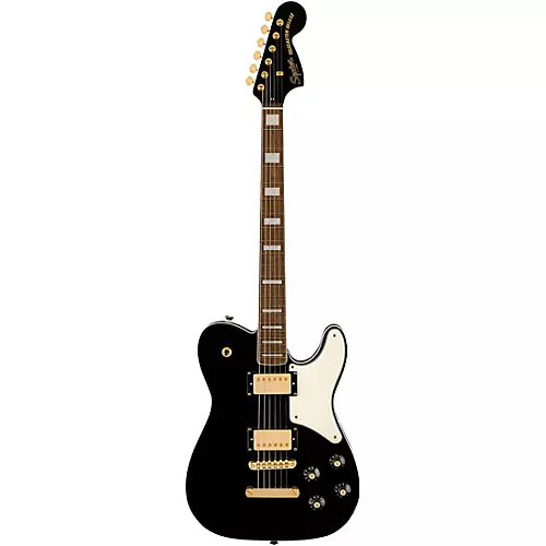 Squier Paranormal Troublemaker Telecaster Deluxe Gold Hardware Limited-Edition Electric Guitar Black - musicians--Friend