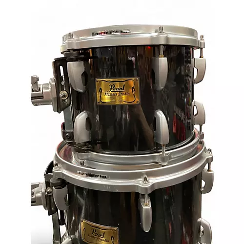 Used 2000s Pearl 5 Piece Masters Studio Black Drum Kit Black - musicians--Friend