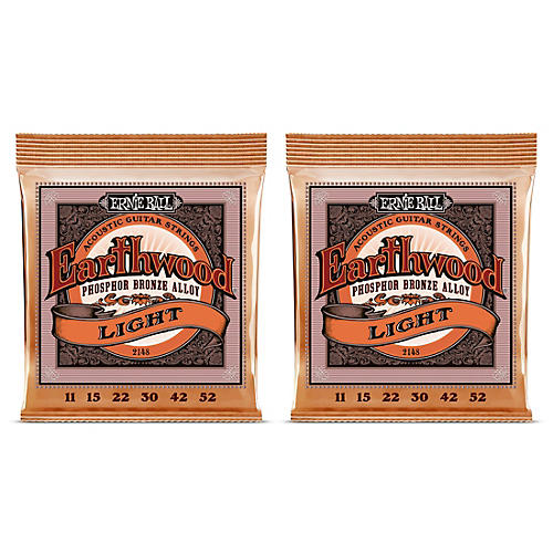 Ernie Ball 2148 Earthwood Phosphor Bronze Light Acoustic Guitar Strings 2-Pack - musicians--Friend