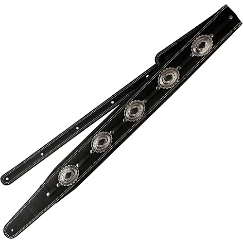 RICHTER Springbreak I Concho Guitar Strap Black/Old Nickel 2.76 in. - musicians--Friend