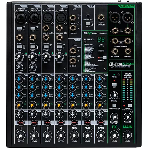 Mackie ProFX10v3 10-Channel Mixer With Gator Mixer Bag and Cables - musicians--Friend
