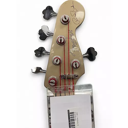 Used 1997 Fender Roscoe Beck V 5 String Signature Jazz Bass Aztec Gold Electric Bass Guitar Aztec Gold - musicians--Friend