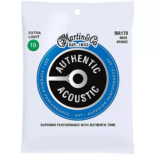 Martin MA170 Authentic Acoustic 80/20 Bronze Extra Light Guitar Strings - musicians--Friend