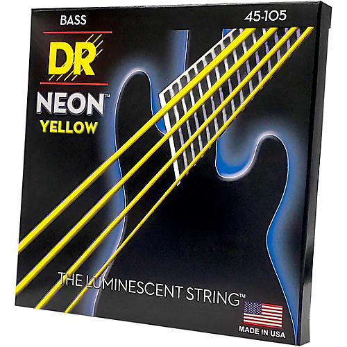 DR Strings NEON Hi-Def Yellow Bass SuperStrings Medium 4-String - musicians--Friend