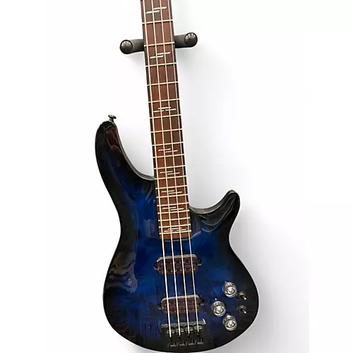 Used Schecter Guitar Research Omen elite 4 Blue Electric Bass Guitar Blue - musicians--Friend