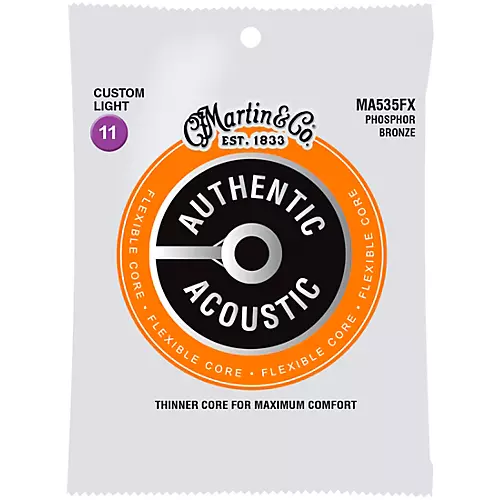 Martin Authentic Acoustic Flexible Core Guitar Strings (Phosphor Bronze, Custom Light) - musicians--Friend