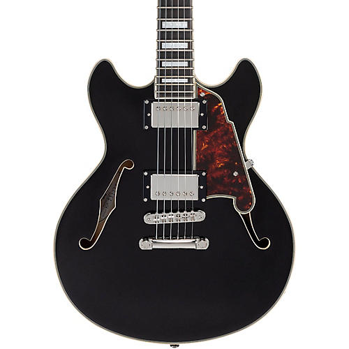 D'Angelico Premier Mini DC Semi-Hollow Electric Guitar With Stopbar Tailpiece Black Flake - musicians--Friend
