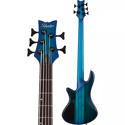 Schecter Guitar Research Stiletto Studio-5 5-String Electric Bass Guitar Ocean Blue Burst - musicians--Friend