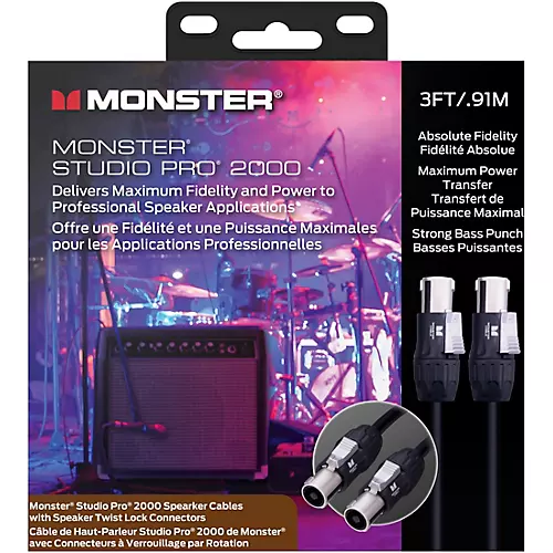 Monster Cable Prolink Studio Pro 2000 Speaker Cable with Speak-On Connectors 20 ft. Black - musicians--Friend