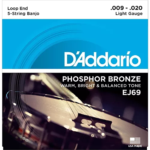 D'Addario EJ69 Phosphor Bronze Light 5-String Banjo Strings (9-20) - musicians--Friend