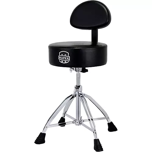 Mapex Round Top Drum Throne With Backrest and Double-Braced Quad Legs - musicians--Friend