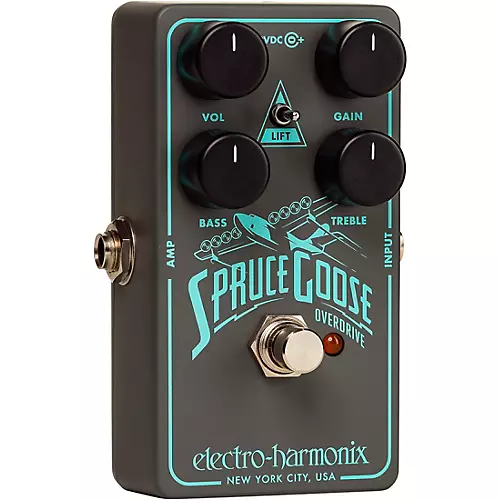 Electro-Harmonix Spruce Goose Overdrive Effects Pedal Grey and Teal - musicians--Friend