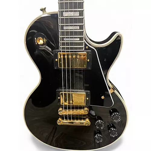 Used Epiphone Inspired by Gibson Custom Les Paul Custom  Ebony Solid Body Electric Guitar Ebony - musicians--Friend