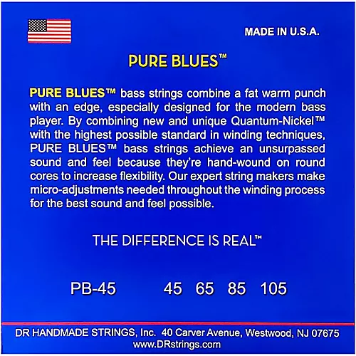 DR Strings Pure Blues Medium 4-String Bass Strings (45-105) - musicians--Friend