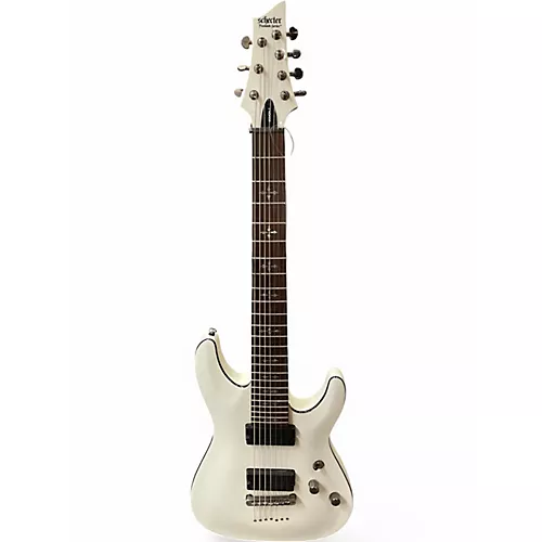 Used Schecter Guitar Research Demon 7 String White Solid Body Electric Guitar White - musicians--Friend