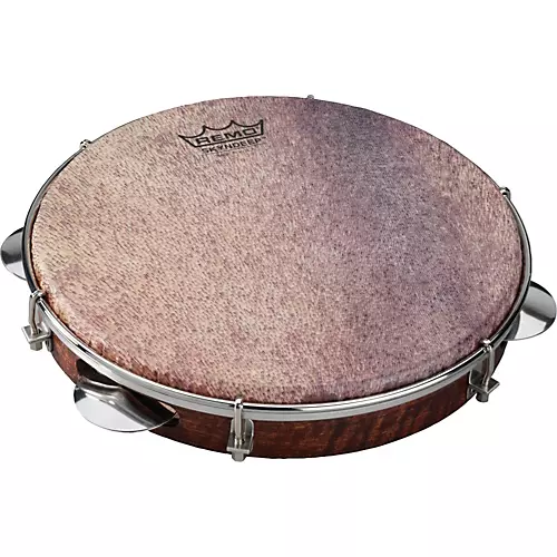 Remo Samba Choro Pandeiro With Chrome Jingles Goat Brown 10 In x 1.78 In - musicians--Friend