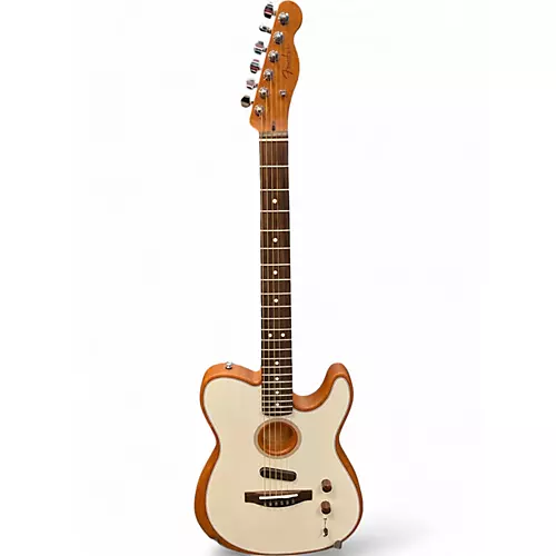 Used Fender Acoustasonic Player Telecaster White Acoustic Electric Guitar White - musicians--Friend