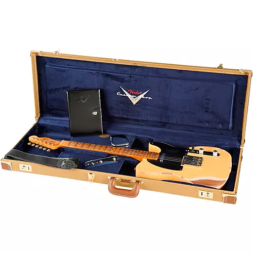 Fender Custom Shop '52 Telecaster Heavy Relic Electric Guitar Aged Nocaster Blonde - musicians--Friend