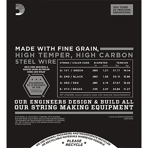 D'Addario ETB92S Black Nylon Tapewound Short Scale Bass Strings - musicians--Friend