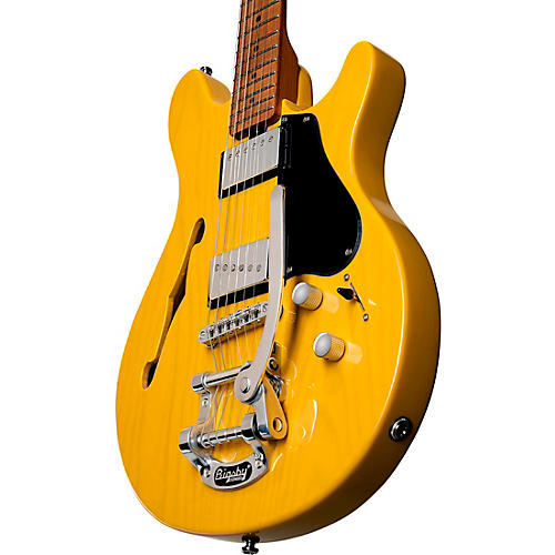 Sterling by Music Man Valentine Chambered Bigsby SH Electric Guitar Butterscotch - musicians--Friend