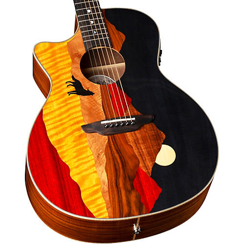 Luna Vista Wolf Tropical Wood Left-Handed Acoustic-Electric Guitar Gloss Natural - musicians--Friend