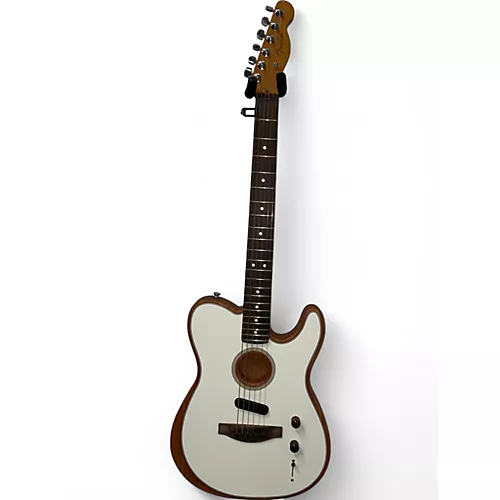 Used Fender Acoustasonic Telecaster White Acoustic Electric Guitar White - musicians--Friend