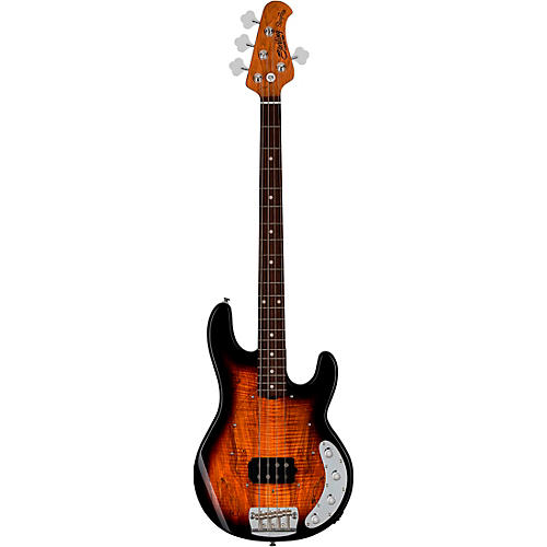 Sterling by Music Man StingRay RAY34 Spalted Maple Top Bass 3-Tone Sunburst - musicians--Friend