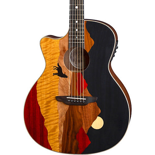Luna Vista Wolf Tropical Wood Left-Handed Acoustic-Electric Guitar Gloss Natural - musicians--Friend