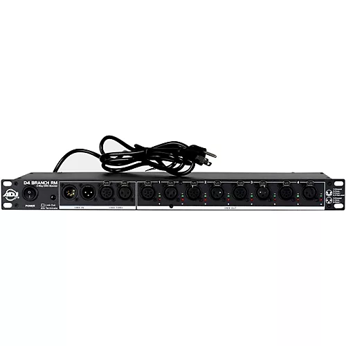 American DJ D4 Branch RM Single Rack Space, 4-way Distributor/Booster with 3-pin and 5-pin XLR Input and Output Jacks - musicians--Friend