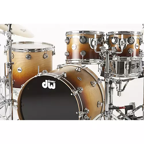 DW Collector's Series 4-Piece Lacquer Specialty Shell Pack Cherry Wood to Burnt Toast Fade Chrome Hardware - musicians--Friend