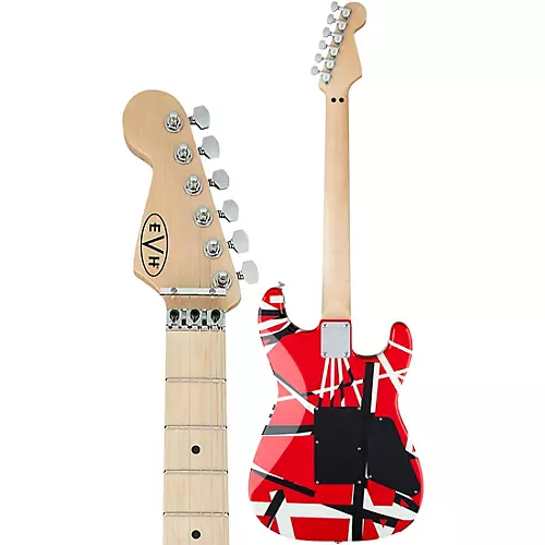 EVH Striped Series Left-Handed Electric Guitar Red, Black, and White Stripes - musicians--Friend