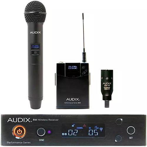 Audix AP41 OM2 L10 Wireless Microphone System With R41 Diversity Receiver, H60/OM2 Handheld Transmitter and ADX10 Lavalier Microphone Band B - musicians--Friend