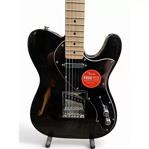 Used Squier Limited Edition Affinity Series Telecaster Thinline Metallic Black Hollow Body Electric Guitar Metallic Black - musicians--Friend