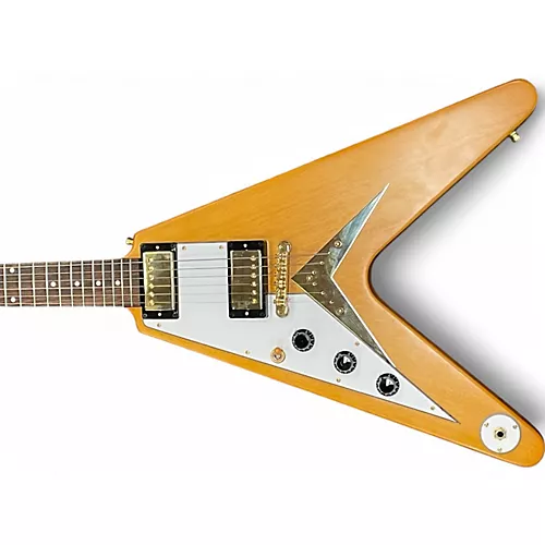 Used 2024 Epiphone 2024 Epiphone 1958 Flying V Inspired By Gibson Custom Antique Natural Electric Guitar Antique Natural - musicians--Friend
