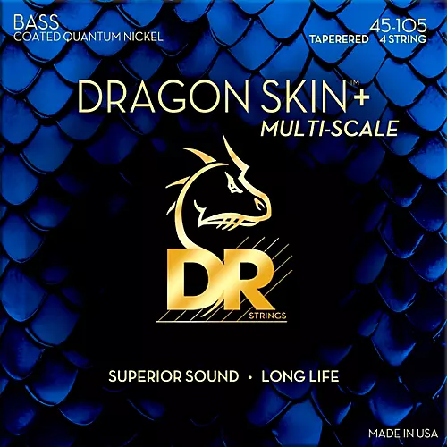 DR Strings Dragon Skin+ Coated Accurate Core Technology 4-String Multi-Scale Quantum Nickel Bass Strings 45 - 105 - musicians--Friend