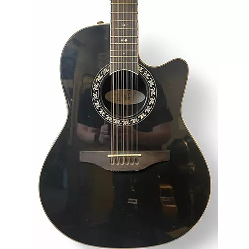 Used Ovation 1866 LEGEND Black 12 String Acoustic Electric Guitar Black - musicians--Friend