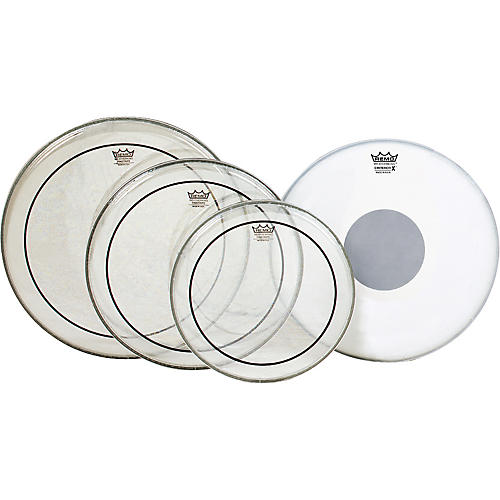 Remo Clear Pinstripe Standard Pro Pack with Free 14 in. Coated Emperor X Reverse Black Dot Snare Drum Head - musicians--Friend