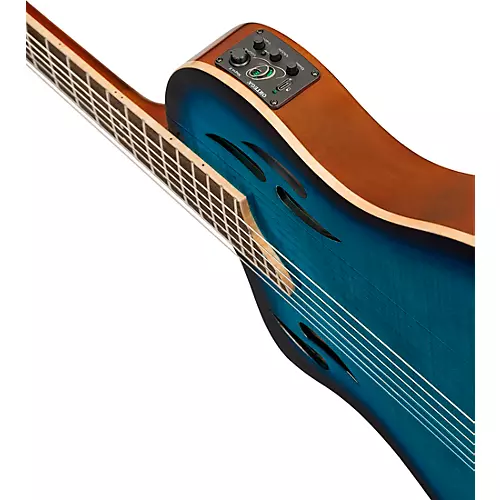 Ortega TourPlayer Deluxe Left-Handed Nylon-String Acoustic-Electric Guitar Blue Burst - musicians--Friend