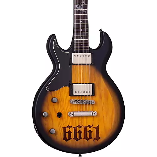 Schecter Guitar Research Zacky Vengeance S-1 6661 Left-Handed Electric Guitar Aged Natural Satin Black Burst - musicians--Friend