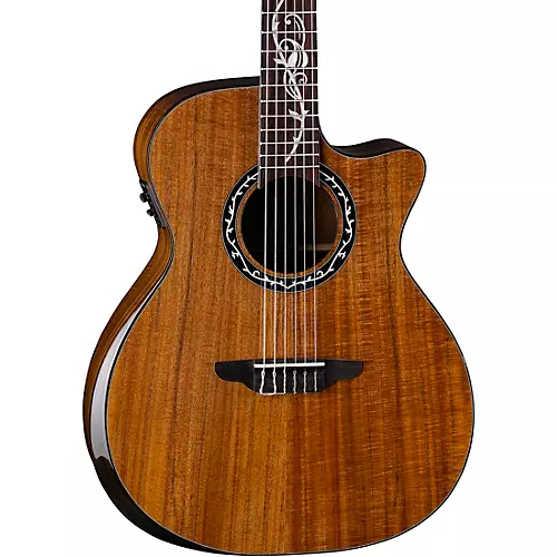 Luna Vineyard Koa Bevel Nylon-String Cutaway Acoustic-Electric Gloss Natural - musicians--Friend