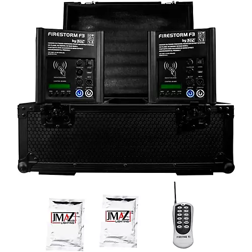 JMAZ Lighting Firestorm F3 2-Unit Package With 2 Packs of Granule and Road Case Black - musicians--Friend