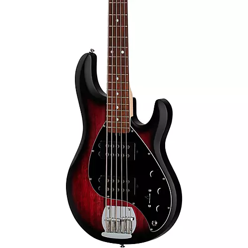 Sterling by Music Man StingRay Ray5HH Limited-Edition 5-String Bass Guitar Ruby Red Burst Satin - musicians--Friend