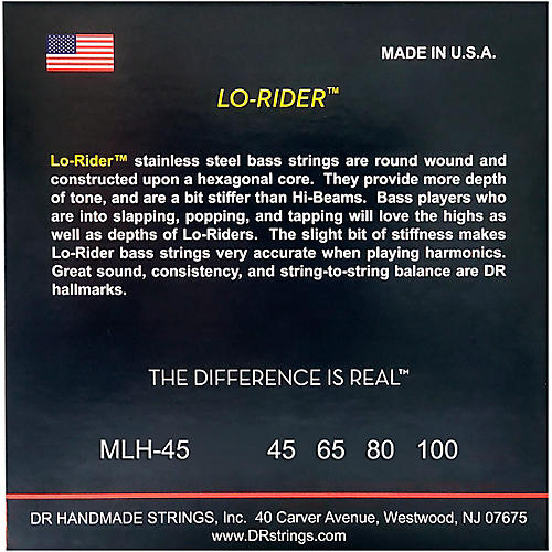 DR Strings Lo Rider MLH-45 Medium Lite Stainless Steel 4-String Bass Strings - musicians--Friend