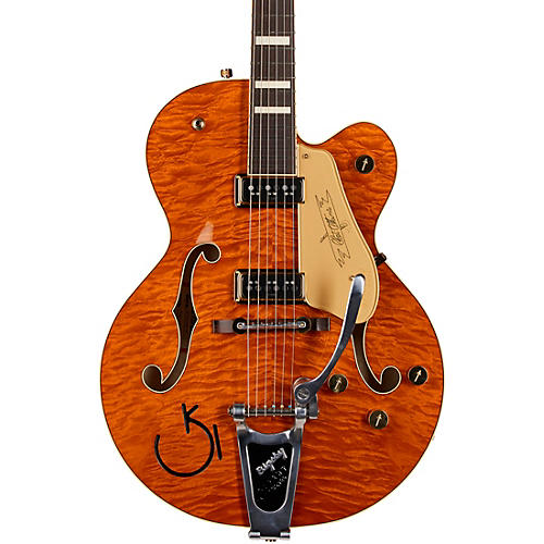 Gretsch Guitars G6120TGQM-56 Limited-Edition Quilt Classic Chet Atkins Hollowbody Electric Guitar Roundup Orange Stain - musicians--Friend