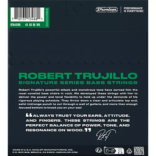 Dunlop Robert Trujillo Nickel Wound 4-String Electric Bass Strings 45 - 105 - musicians--Friend