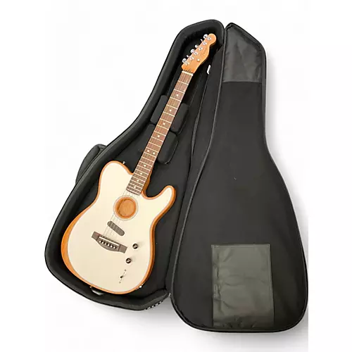 Used Fender Acoustasonic Player Telecaster White Acoustic Electric Guitar White - musicians--Friend
