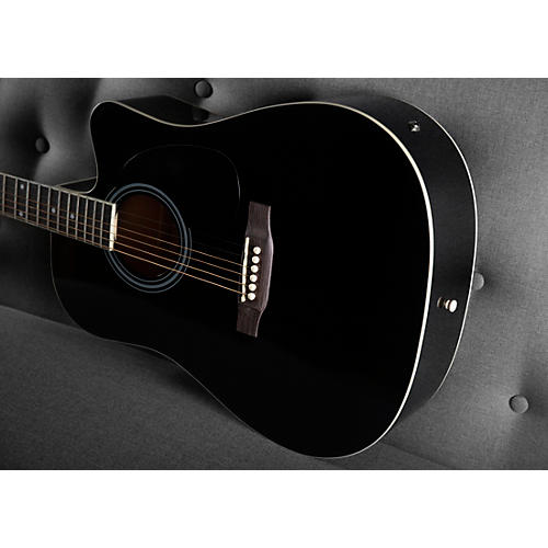 Rogue RA-110D-CE Dreadnought Cutaway Acoustic-Electric Guitar Black - musicians--Friend