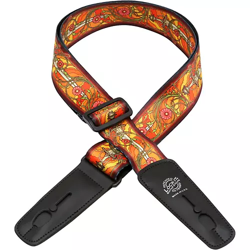 Lock-It Straps Bob Masse Rock Art Leather End Guitar Strap Red Thistles - musicians--Friend