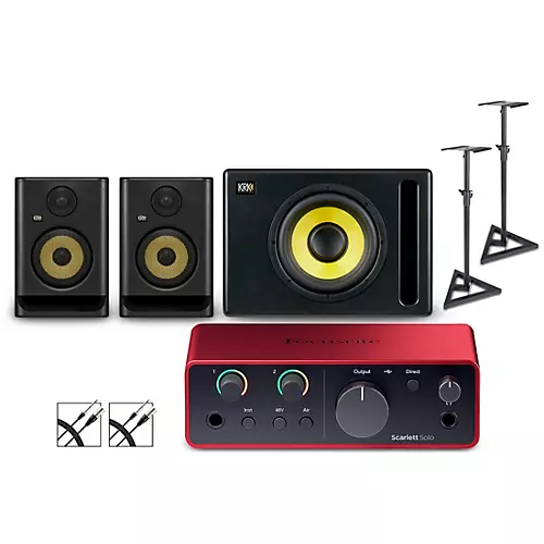 Focusrite Solo Gen4 with KRK ROKIT G5 Studio Monitor Pair & S10 Subwoofer (Stands & Cables Included) ROKIT 5 - musicians--Friend